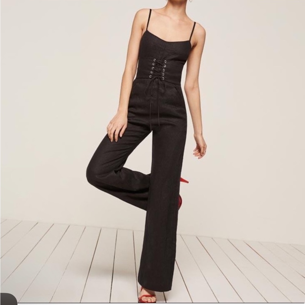 Reformation jumpsuit black corset size 2